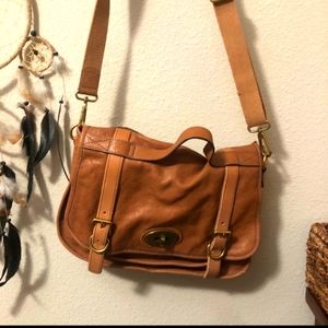 Fossil Boho Leather Messenger Shoulder Bag Travel